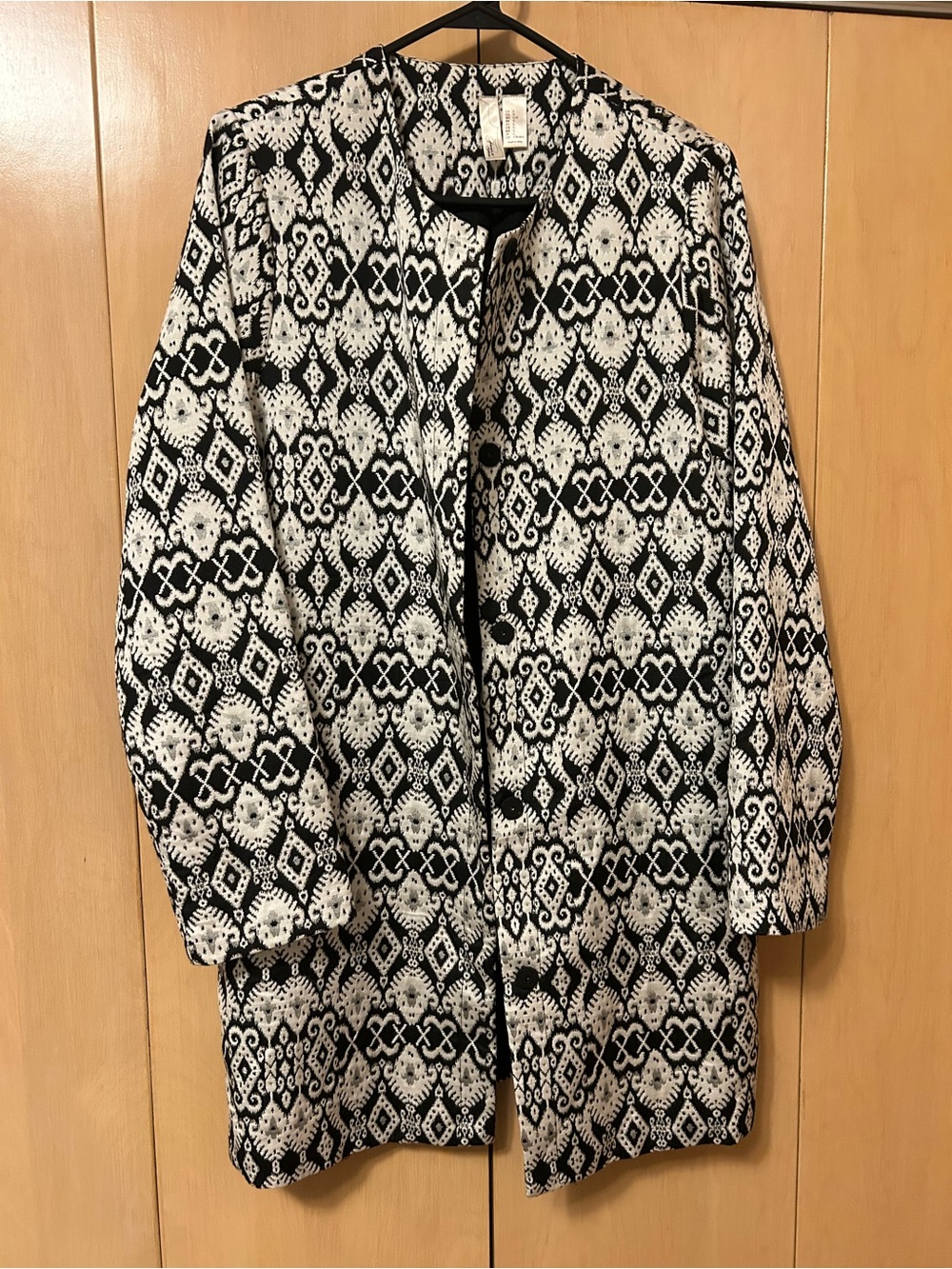 Boutique Black and White Patterned Dress Coat